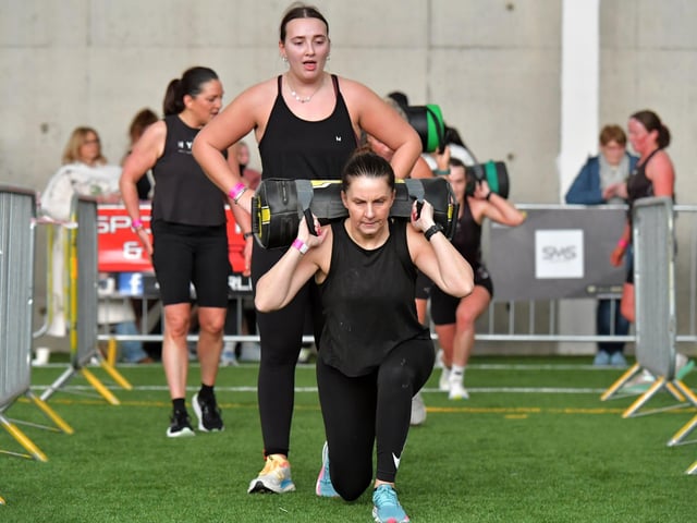 Competitor in the Maiden City Hyrox 3.0 Fitness Challenge held at Sean Dolans GAC on Saturday. Photograph: George Sweeney