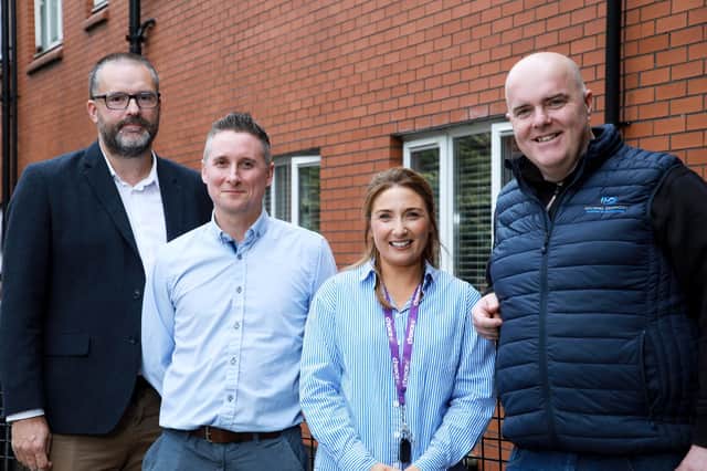 L - R Andrew Lamont (Choice Head of Planned Maintenance), Chris Graham (Choice Senior Building Surveyor), Eimear Cassidy (Choice Building Surveyor) and Eugene Donaghy (Michael Donaghy (Painting & Decorating) Limited.