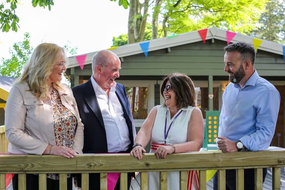 Credit ©Lorcan Doherty : Lorraine Gallen, National Lottery Community Fund, Paul Sweeney, Northern Ireland Chair of the National Lottery Community Fund, Marie Brown, Chief Executive Officer of Foyle Women’s Aid and Colum Eastwood MP.