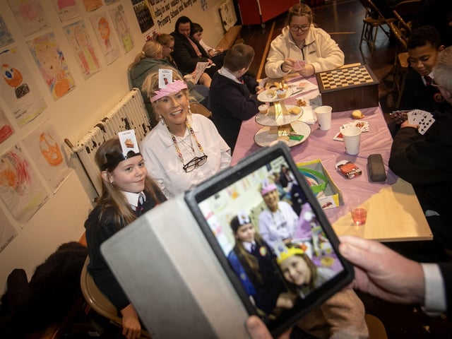 Primary 7 teacher Mr. David O'Donnell capturing some images on his ipad on Wednesday. : .