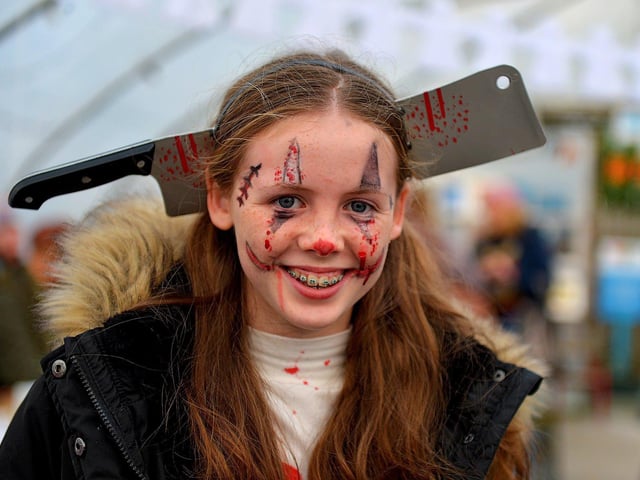 Ellen Connaghton in costume at the Mullan Hope Centre’s Spooky Halloween Markets, in Moville, on Sunday evening last.  Photo: George Sweeney.  DER2244GS – 062