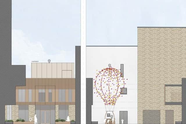 Drawings of how the courtyard in the proposed new paediatric unit will look.
