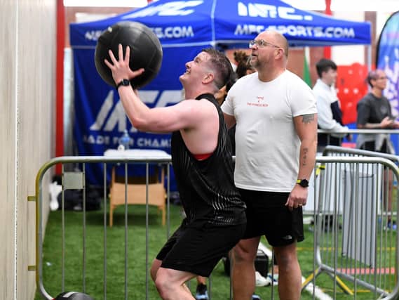 Competitor in the Hyrox Fitness Challenge held at Sean Dolans GAC on Saturday. Photograph: George Sweeney
