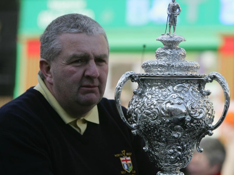 North West Golf Club vice captain Jimmy McFadden with the All Ireland Cup during the St. Patrick's Day parade in Buncrana. (1903JB06) : St Patrick's Day in Buncrana in 2006