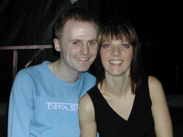 Emmett and Katrina celebrating their engagement.
