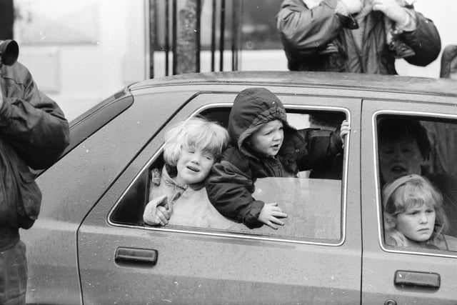 Young revellers enjoying the 1993 Buncrana St. Patrick's Day parade.