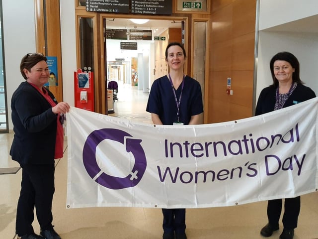 Health service workers celebrating International Women's Day at the Western Trust