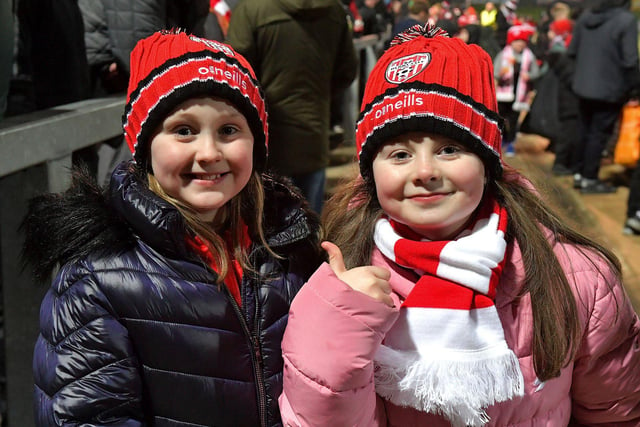 Derry City fans at the Ryan McBride Brandywell Stadium for the game against Dundalk on Friday evening last. Photo: George Sweeney. DER2310GS – 057