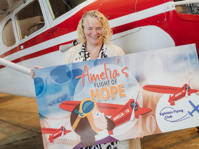 Geraldine Mullan launching Amelia's Flight of HOPE.