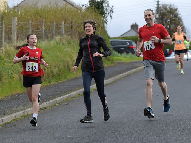 Competitors take part in the Tomás memorial 5k run held in Moville on Sunday morning. Photo: George Sweeney