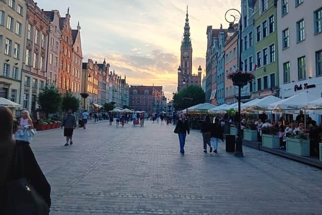 The historic Long Lane (Ulica Długa) in Gdańsk that runs from the Green Gate (Brama Zielona) to the Golden Gate (Złota Brama).