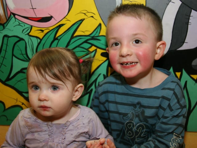 Tyler pictured with his sister Ashlee-Don as he celebrates his 4th birthday at The Fun Factory 0015JML : Parties and celebrations April 2006: Tyler McMenamin.