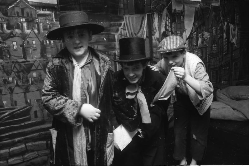Some of the cast of Lisnagelvin Primary School's production of 'Oliver'.