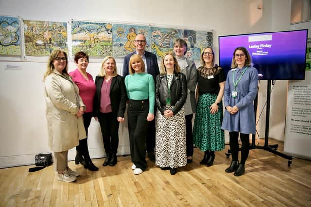 Group pictured at the launch of the exhibition at The Playhouse on Monday.