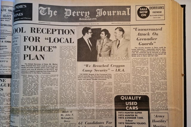The front page of the Derry Journal from July 26 1974.