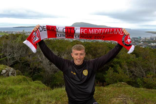 Derry City announce the signing of Sam Todd from UCD outside the team hotel in Torshavn. Photograph by Kevin Moore (MCI Photo).