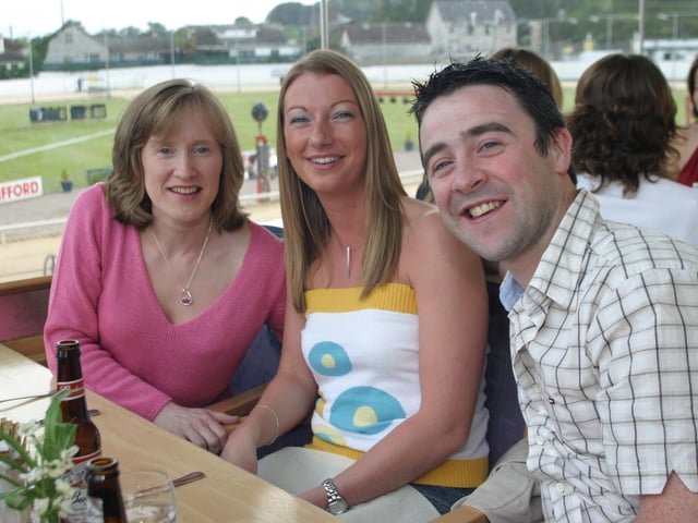 People enjoying a day out at the greyhound races in Lifford, County Donegal 20 years ago back in June 2004.