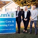 ANN’S CARE HOMES ACQUIRES SEVEN NURSING HOMES...Charmaine Hamilton, Responsible Person; Molly Kennedy, Financial controller and Christopher Walsh, Regional manager are pictured at the announcement that local family owned healthcare operator, Ann’s Care Homes (Ann’s), has announced the acquisition of seven nursing homes from Larchwood Care (NI) Limited (Larchwood).