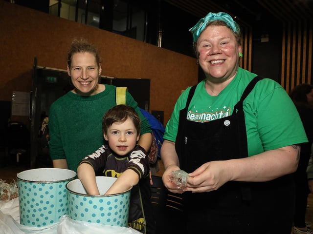 Amanda Koser with Becca Bor and son Rónán at the St Patrick’s Family Day held in An Cultúrlann. (Photo - Tom Heaney, nwpresspics)