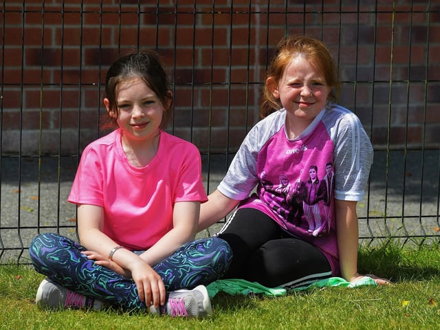 Pupils enjoy the sunny weather at the Holy Child Primary School sports day held on Monday last. Photo: George Sweeney. DER2325GS – 019