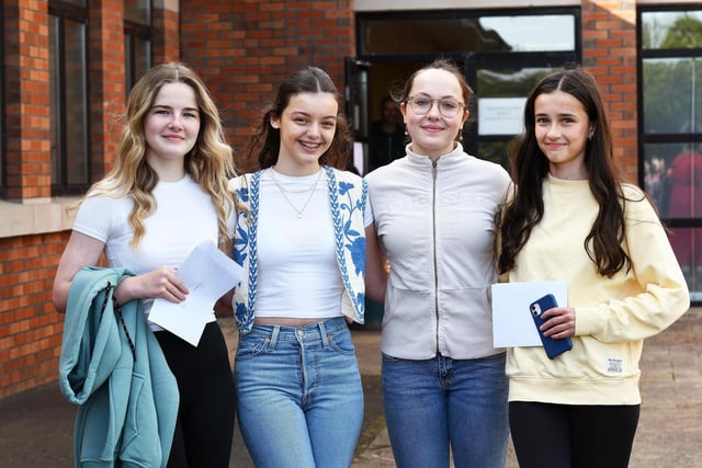 Collecting their GCSE results at Thornhill College were, from left, Maebh McCallion, Emily Clifford, Eva McMorris and Anna McDaid.