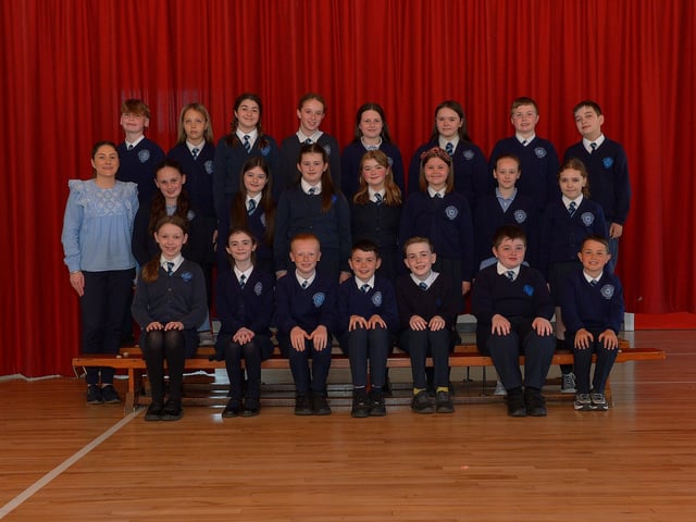 Mrs Meenan’s P7 leavers class at Rosemount Primary School. Photo: George Sweeney. DER2320GS – 78