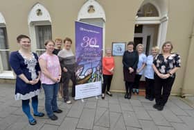 Staff from the Derry Well Women Centre celebrating their 30th anniversary in 2018. From left, Jessica Niggle, UU Researcher, Fiona Walker, Oonagh Butler, Susan Gibson, manager, Carrie Jain, chairperson, Ann McDonald, Rachel O’Donnell, Patricia McAdams and Patricia Vilk pictured outside their offices in Queen Street. DER2018GS031
