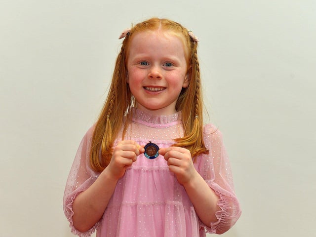 Aoibheann Morrow took 3rd place in Children’s Verse P1-P2 at the Feis Dhoire Cholmcille on Tuesday at the Millennium Forum. Photo: George Sweeney. DER2315GS – 165