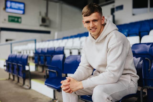 Ciaron Harkin pictured at the Coleraine Showgrounds after completing his loan move this week. Photo by David Cavan