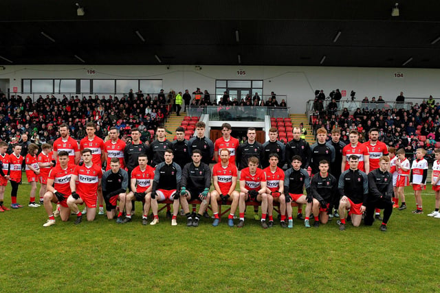 The Derry panel that gained promotion to Division One after defeating Clare at Owenbeg on Sunday afternoon. Photo: George Sweeney. DER2312GS – 01