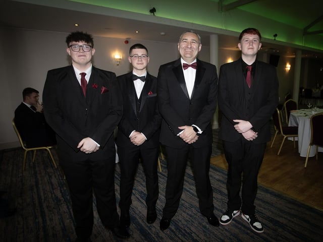 St. Joseph's Boys School Senior Teacher Mr. Gerry Beattie pictured with Oliver Browse, Adam McKinney and Oran Radcliffe. (Photos: Jim McCafferty Photography) : .