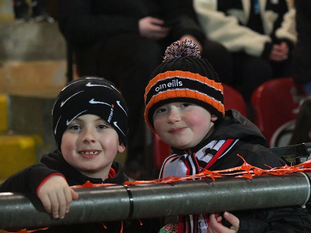 Young fans at the Brandywell for Derry City’s game against Waterford. Photo: George Sweeney