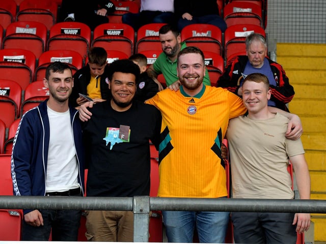 Derry City fans at the game against Sligo Rovers on Friday evening. Photo: George Sweeney. DER2327GS – 040