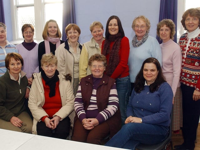 Pictured at Inishowen Methodist Carft and Cake Sale are, seated from left, Denise McCandless, Lily Gribbon, Martha Hutchinson, and Joyce Norris. Standing, from left, Pearl McKeague, Valerie McKeague, Helena Walker, Georgina Hutchinson, Audrey Hutchinson, Wendy Quigley, Eveline McCandless, Jean Drummond, and Dorothy Cairns. (2911PG06)                                : Christmas in Inishowen in 2005.
