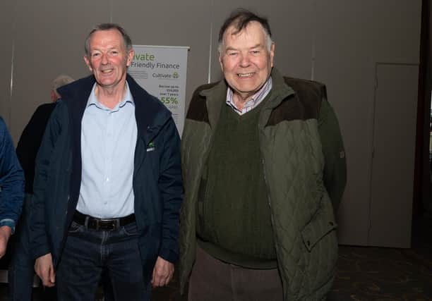 Anthony McColgan and Charlie Doherty at the Inishowen Co-Operative Society’s Renewable Energy information evening for farmers in the Inishowen Gateway Hotel.  Photo Clive Wasson.