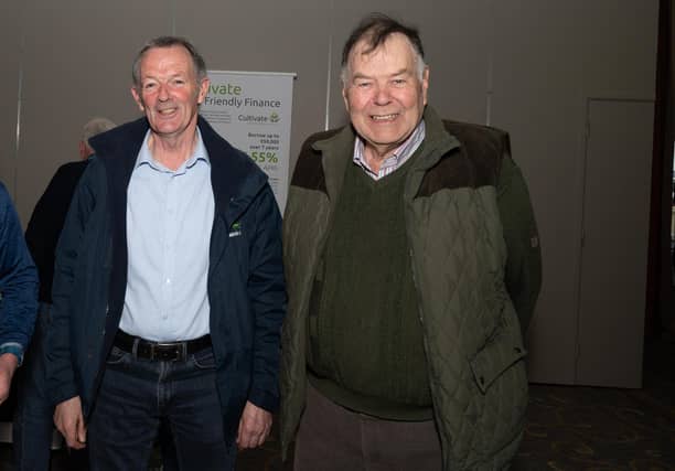 Anthony McColgan and Charlie Doherty at the Inishowen Co-Operative Society’s Renewable Energy information evening for farmers in the Inishowen Gateway Hotel. Photo Clive Wasson.
