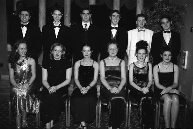 Seated, from left, Shauna Gillespie, Ruth Morrison, Fiona Hillen, Mary Durkan, Kellie Robinson and Orla Devine. Standing, from left, Gareth Crowley, Adam Fitzsimons, Phelim McColgan, Odhran McLaughlin, Kevin McCauley and Phil McLaughlin.