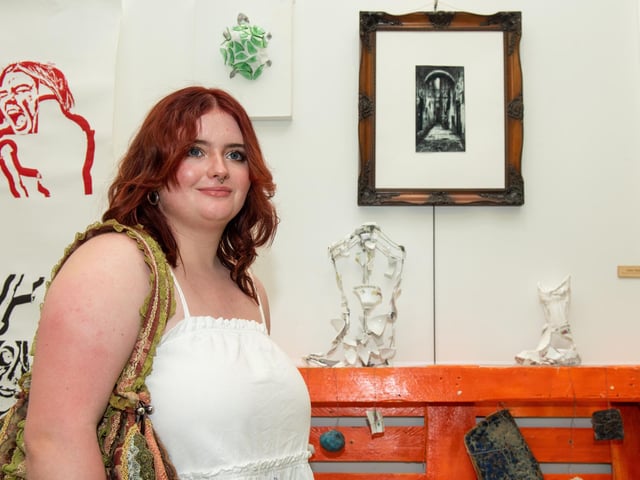 Joey Nash pictured at the 2023 Art and Design Showcase at Strand Road Campus.
