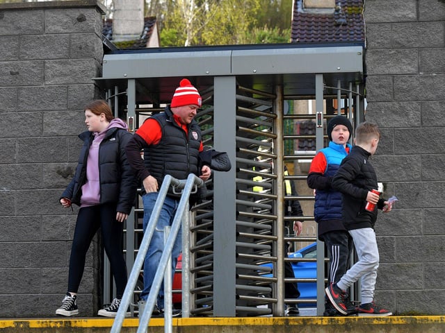 Fans arrive early at the Brandywell , on Monday evening, for the top two clash between Derry City and Bohemian. Photo: George Sweeney. DER2315GS – 103