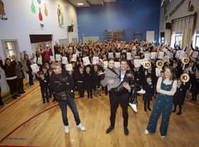 All at St. Patrick’s Primary School, Pennyburn wishing Damian McGinty and his dance partner Kylee all the best for Sunday’s semi-final of Dancing With The Stars.