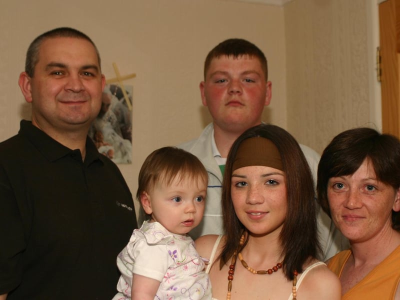 Laomi Donnelly with dad Harry sister Aoife mum Sonia and brother Ciarian 6944dd : Parties in Derry in July 2005.