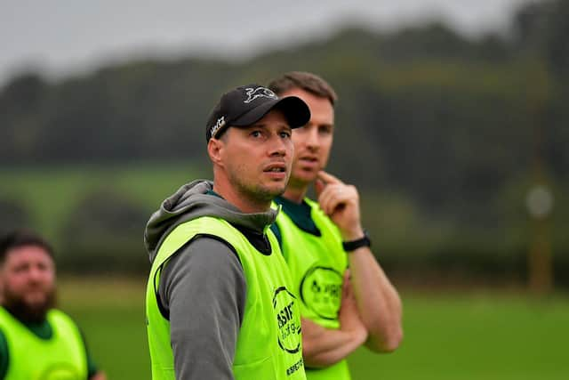 City of Derry head coach Richard McCarter and Chris Cooper. Photo: George Sweeney