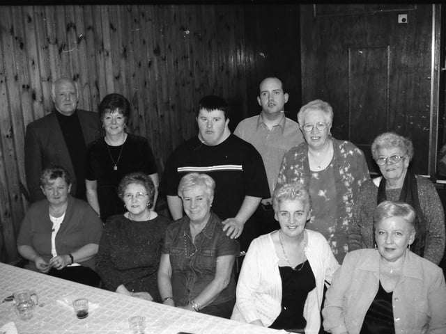 Enjoying the St. Eugene's Parish Hall Christmas dinner and dance at Christmas 2000.