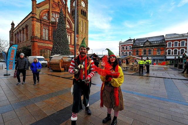 Elves at Christmas Market in Guildhall Square on Friday afternoon.  Photo: George Sweeney. DER2250GS – 59