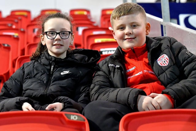 Young fans at the Brandywell Stadium for Derry City’s game against Cork City on Friday evening. Photo: George Sweeney. DER2308GS – 132