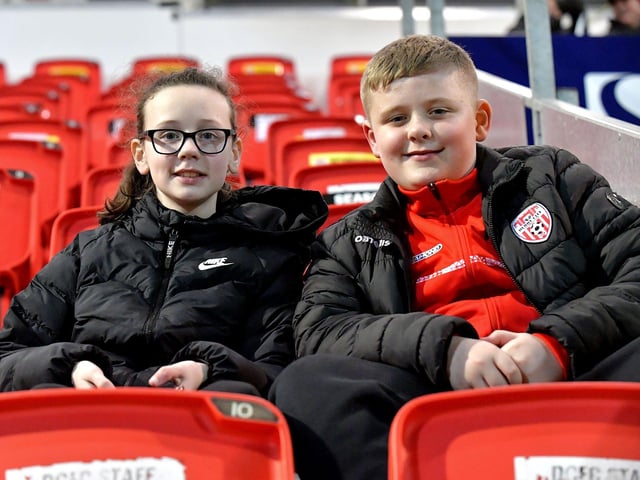 Young fans at the Brandywell Stadium for Derry City’s game against Cork City on Friday evening. Photo: George Sweeney. DER2308GS – 132