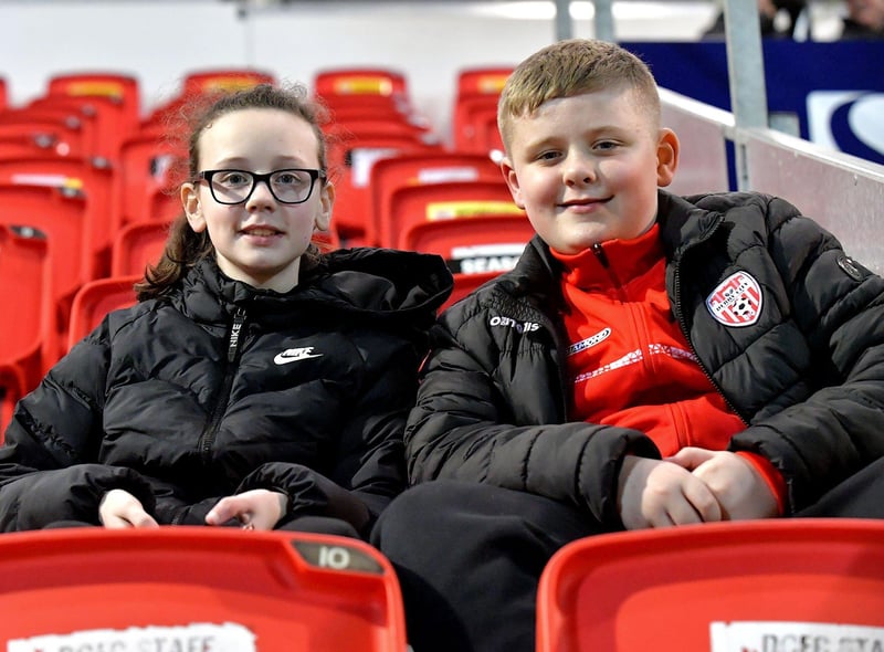 Young fans at the Brandywell Stadium for Derry City’s game against Cork City on Friday evening. Photo: George Sweeney. DER2308GS – 132