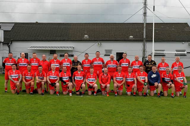 The Derry Masters panel who played Donegal Masters at O’Cahan Park on Saturday afternoon.  Photo: George Sweeney. DER23118GS – 82