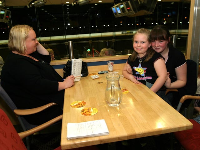 Enjoying a night out at the Lifford Greyhound Stadium in October 2004.