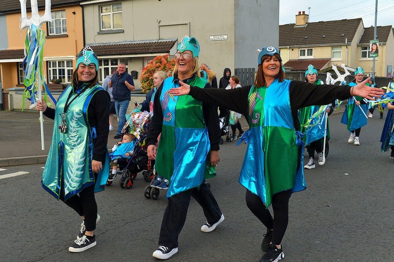 Colourful costumes on show at the Bealtaine Parade in Creggan on Wednesday evening. Photo: George Sweeney.  DER2318GS – 67